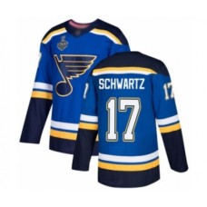 Men St. Louis Blues #17 Jaden Schwartz Authentic Royal Blue Home 2019 Stanley Cup Final Bound Hockey Jersey