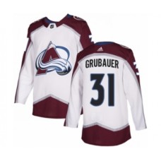 Men Adidas Colorado Avalanche #31 Philipp Grubauer Authentic White Away NHL Jersey