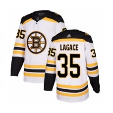 Men Boston Bruins #35 Maxime Lagace Authentic White Away Hockey Stitched Jersey