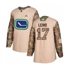 Men Vancouver Canucks #17 Josh Leivo Authentic Camo Veterans Day Practice Hockey Stitched Jersey