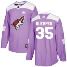 Men Adidas Arizona Coyotes #35 Darcy Kuemper Authentic Purple Fights Cancer Practice NHL Jersey