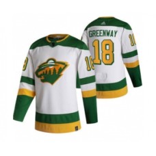 Men Minnesota Wild #18 Jordan Greenway White 2020-21 Reverse Retro Alternate Hockey Stitched Jersey