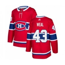 Men Montreal Canadiens #43 Jordan Weal Authentic Red Home Hockey Stitched Jersey