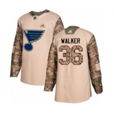 Men St. Louis Blues #36 Nathan Walker Authentic Camo Veterans Day Practice Hockey Stitched Jersey