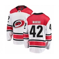 Men Carolina Hurricanes #42 Greg McKegg Authentic White Away Fanatics Branded Breakaway NHL Jersey