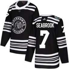 Men Adidas Chicago Blackhawks #7 Brent Seabrook Authentic Black 2019 Winter Classic NHL Jersey