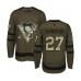 Men Pittsburgh Penguins #27 Nick Bjugstad Authentic Green Salute to Service Hockey Stitched Jersey