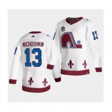 Men Colorado Avalanche #13 Valeri Nichushkin White 2022 Stanley Cup Final Patch Reverse Retro Stitched Jersey