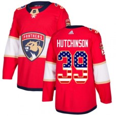 Men Adidas Florida Panthers #39 Michael Hutchinson Authentic Red USA Flag Fashion NHL Jersey