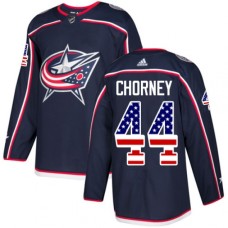 Men Adidas Columbus Blue Jackets #44 Taylor Chorney Authentic Navy Blue USA Flag Fashion NHL Jersey