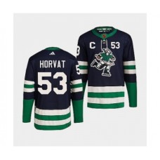 Men Vancouver Canucks #53 Bo Horvat Navy 2022 Reverse Retro Stitched Jersey