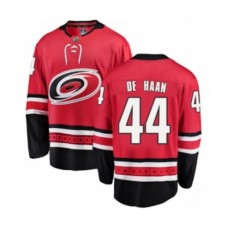 Men Carolina Hurricanes #44 Calvin De Haan Authentic Red Home Fanatics Branded Breakaway NHL Jersey