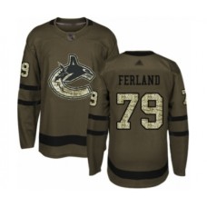 Men Vancouver Canucks #79 Michael Ferland Authentic Green Salute to Service Hockey Stitched Jersey