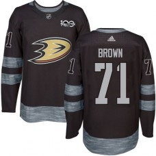 Men Adidas Anaheim Ducks #71 J.T. Brown Authentic Black 1917-2017 100th Anniversary NHL Jersey