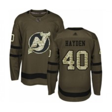 Men New Stitched Jersey Devils #40 John Hayden Authentic Green Salute to Service Hockey Stitched Jersey