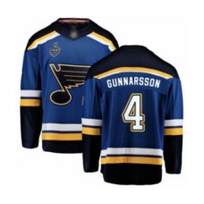 Men St. Louis Blues #4 Carl Gunnarsson Fanatics Branded Royal Blue Home Breakaway 2019 Stanley Cup Final Bound Hockey Jersey