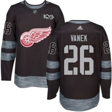 Men Adidas Detroit Red Wings #26 Thomas Vanek Authentic Black 1917-2017 100th Anniversary NHL Jersey