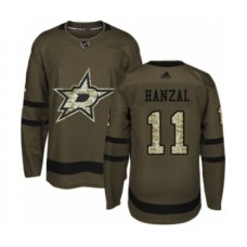 Men Adidas Dallas Stars #11 Martin Hanzal Authentic Green Salute to Service NHL Jersey