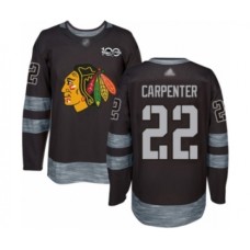 Men Chicago Blackhawks #22 Ryan Carpenter Authentic Black 1917-2017 100th Anniversary Hockey Stitched Jersey