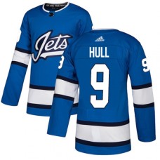 Men Adidas Winnipeg Jets #9 Bobby Hull Authentic Blue Alternate NHL Jersey