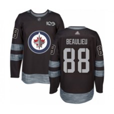 Men Winnipeg Jets #88 Nathan Beaulieu Authentic Black 1917-2017 100th Anniversary Hockey Stitched Jersey