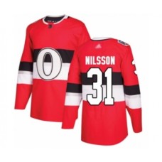 Men Ottawa Senators #31 Anders Nilsson Authentic Red 2017 100 Classic Hockey Stitched Jersey