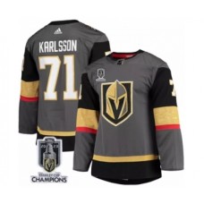 Men Vegas Golden Knights #71 William Karlsson Gray 2023 Stanley Cup Champions Stitched Jersey