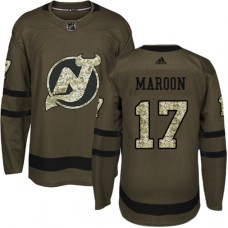 Men Adidas New Jersey Devils #17 Patrick Maroon Authentic Green Salute to Service NHL Jerseyey