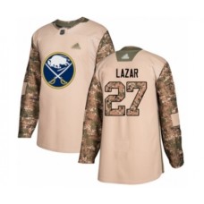 Men Buffalo Sabres #27 Curtis Lazar Authentic Camo Veterans Day Practice Hockey Stitched Jersey