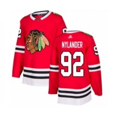 Men Chicago Blackhawks #92 Alexander Nylander Authentic Red Home Hockey Stitched Jersey