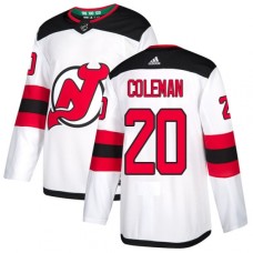 Men Adidas New Jersey Devils #20 Blake Coleman Authentic White Away NHL Jersey