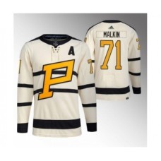 Men Pittsburgh Penguins #71 Evgeni Malkin Cream 2023 Winter Classic Stitched Jersey