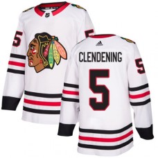 Men Adidas Chicago Blackhawks #5 Adam Clendening Authentic White Away NHL Jersey