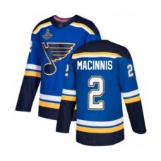 Men St. Louis Blues #2 Al Macinnis Authentic Royal Blue Home 2019 Stanley Cup Champions Hockey Jersey