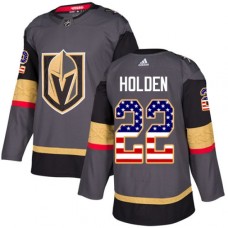 Men Adidas Vegas Golden Knights #22 Nick Holden Authentic Gray USA Flag Fashion NHL Jersey