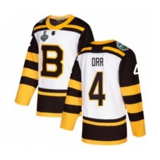 Men Boston Bruins #4 Bobby Orr Authentic White Winter Classic 2019 Stanley Cup Final Bound Hockey Jersey