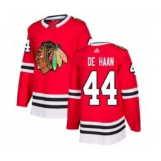 Men Chicago Blackhawks #44 Calvin De Haan Authentic Red Home Hockey Stitched Jersey