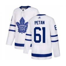 Men Toronto Maple Leafs #61 Nic Petan Authentic White Away Hockey Stitched Jersey