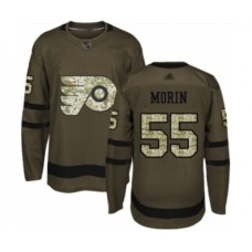 Men Philadelphia Flyers #55 Samuel Morin Authentic Green Salute to Service Hockey Stitched Jersey