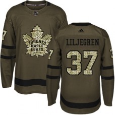 Men Adidas Toronto Maple Leafs #37 Timothy Liljegren Authentic Green Salute to Service NHL Jersey