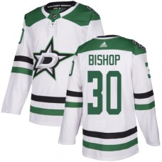 Men Adidas Dallas Stars #30 Ben Bishop White Road Authentic Stitched NHL Jersey