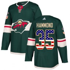 Men Adidas Minnesota Wild #35 Andrew Hammond Authentic Green USA Flag Fashion NHL Jersey