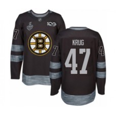 Men Boston Bruins #47 Torey Krug Authentic Black 1917-2017 100th Anniversary 2019 Stanley Cup Final Bound Hockey Jersey