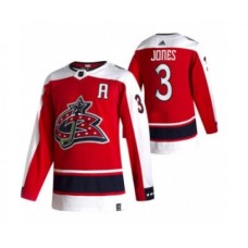 Men Columbus Blue Jackets #3 Seth Jones Red 2020-21 Reverse Retro Alternate Hockey Stitched Jersey