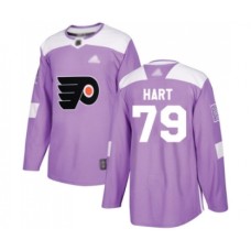 Men Philadelphia Flyers #79 Carter Hart Authentic Purple Fights Cancer Practice Hockey Stitched Jersey