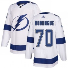 Men Adidas Tampa Bay Lightning #70 Louis Domingue Authentic White Away NHL Jersey