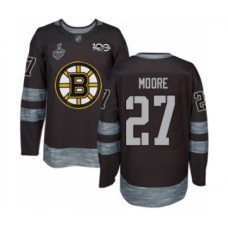 Men Boston Bruins #27 John Moore Authentic Black 1917-2017 100th Anniversary 2019 Stanley Cup Final Bound Hockey Jersey