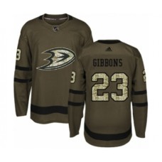 Men Adidas Anaheim Ducks #23 Brian Gibbons Authentic Green Salute to Service NHL Jersey