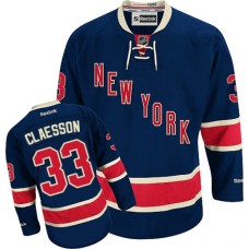 Men Reebok New York Rangers #33 Fredrik Claesson Authentic Navy Blue Third NHL Jersey