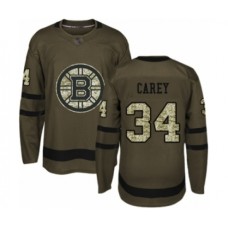 Men Boston Bruins #34 Paul Carey Authentic Green Salute to Service Hockey Stitched Jersey